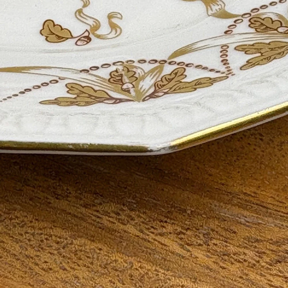 Weimar Porzellan Oval Platter Gold Oak Leaf Acorn GDR Germany Grandmillennial